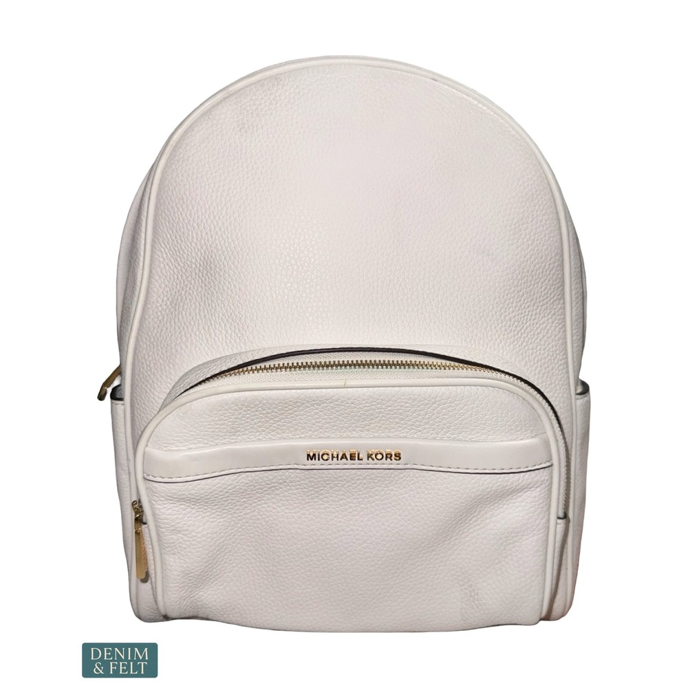 Michael Kors Bex Medium Pebbled Leather Backpack Optic White Leather Travel - Picture 5 of 16